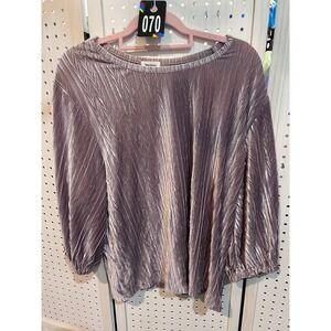World Market Crushed Velvet Blouse L XL Lavender Long Sleeve Boho Top
